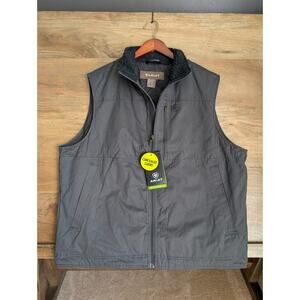 Ariat Grizzly Canvas Insulated Vest Mens XL Black Water-Resistant Front Zip NWT